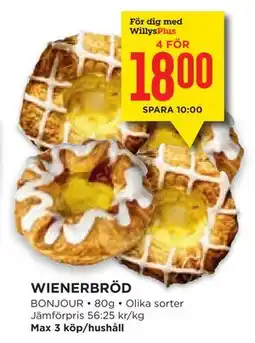 Willys Hemma WIENERBRÖD, Medlemspris erbjuda