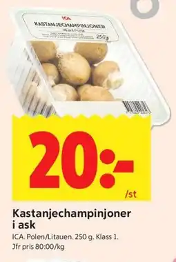 ICA Kvantum Kastanjechampinjoner i ask erbjuda