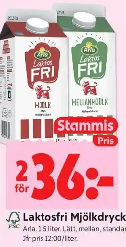 ICA Kvantum Laktosfri Mjölkdryck, Medlemspris erbjuda