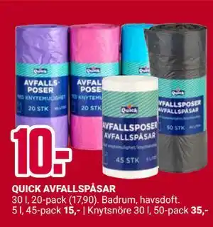 ÖoB QUICK AVFALLSPÅSAR erbjuda