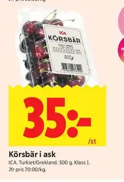 ICA Kvantum Körsbär i ask erbjuda