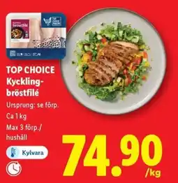 Lidl Top choice Kyckling- bröstfilé erbjuda