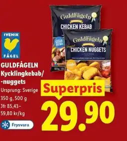 Lidl Guldfågeln Kycklingkebab/ -nuggets erbjuda