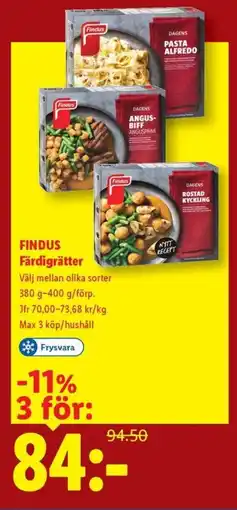 Lidl Findus Färdigrätter erbjuda