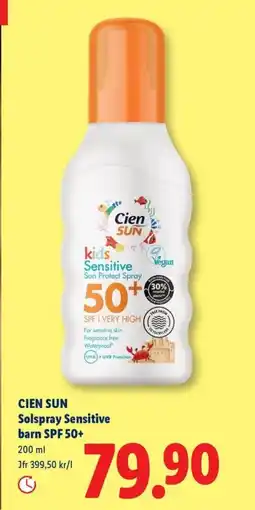 Lidl Cien sun Solspray sensitive barn spf 50+ erbjuda