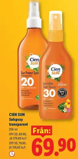 Lidl Cien sun Solspray transparent erbjuda