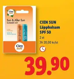 Lidl Cien sun Läppbalsam spf 50 2 st erbjuda