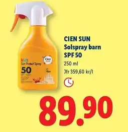 Lidl Cien sun solspray barn erbjuda