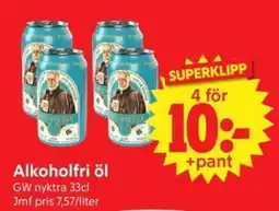Nya Pulsen GW nyktra Alkoholfri öl erbjuda