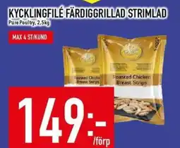 Matdax Pure Poultry Kycklingfilé färdiggrillad strimlad erbjuda