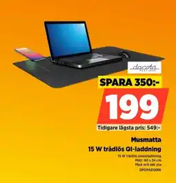 Power Dacota Gaming Musmatta 15 W trådlös QI-laddning erbjuda