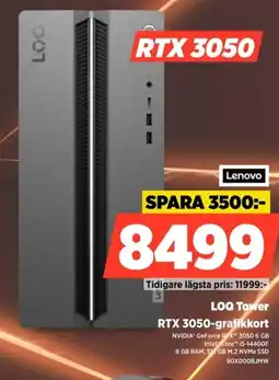Power Lenovo LOQ Tower RTX 3050-grafikkort erbjuda