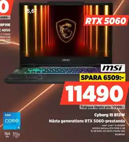 Power Msi Cyborg 15 B13W Nästa generations RTX 5060-prestanda erbjuda