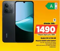 Power Redmi 15C 4/128 GB Massivt 6000 mAh-batteri erbjuda