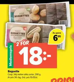 Coop Extra Baguette, Medlemspris erbjuda