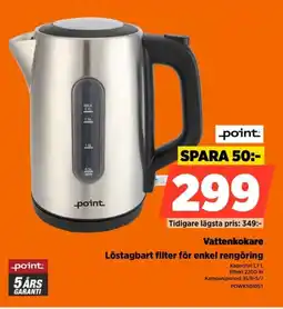 Power Point Vattenkokare Löstagbart filter för enkel rengöring erbjuda