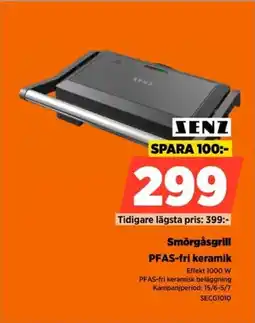 Power Senz Smörgåsgrill PFAS-fri keramik erbjuda