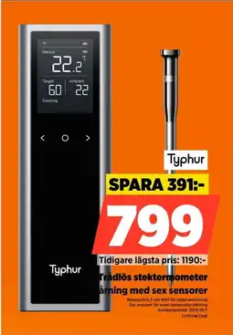 Power Typhur Trådlös stektermometer akt spårning med sex sensorer erbjuda