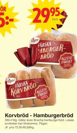 Matöppet PAGEN Korvbröd - hamburgerbröd erbjuda