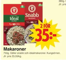 Matöppet Makaroner erbjuda