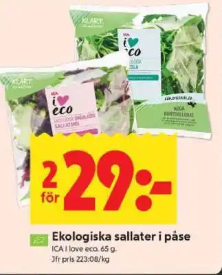 ICA Supermarket EKOLOGISKA SALLATER I PÅSE erbjuda