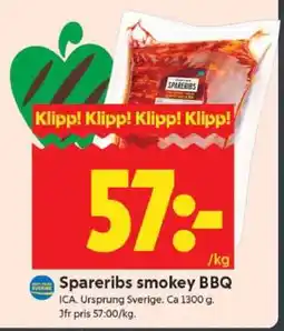 ICA Supermarket SPARERIBS SMOKEY BBQ erbjuda