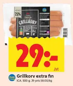 ICA Supermarket Grillkorv Extra fin erbjuda