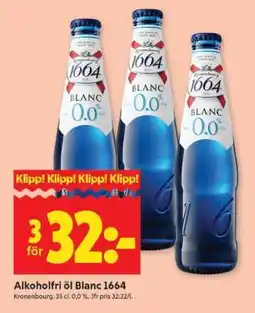 ICA Supermarket Alkoholfri öl Blanc 1664 erbjuda