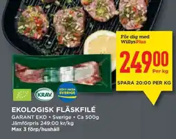 Willys EKOLIGISK FLÄSKFILÉ erbjuda