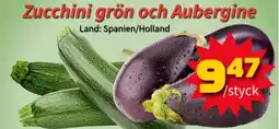 Extra Mjällby Stormarknad Zucchini grön och aubergine erbjuda