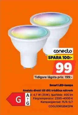 Power Conecto Smart LED-lampa Ansluts direkt till ditt trådlösa nätverk erbjuda