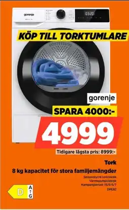 Power Gorenje Tork 8 kg kapacitet för stora familjemängder erbjuda