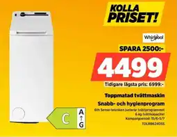 Power Whirlpool Toppmatad tvättmaskin Snabb- och hygienprogram erbjuda