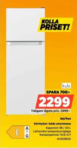 Power Kulz Kyl/frys Dörrhyllor i båda utrymmena erbjuda