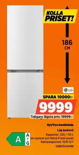 Power Lg Kyl/frys kombiskáp Låg ljudnivå erbjuda