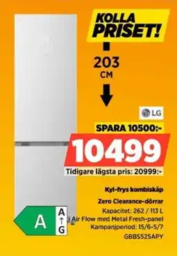 Power Lg Kyl-frys kombiskáp Zero Clearance-dörrar erbjuda