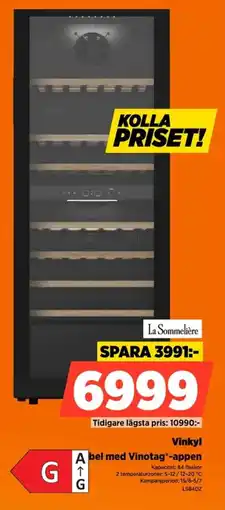 Power La Sommelière Vinkyl bel med Vinotag*-appen erbjuda