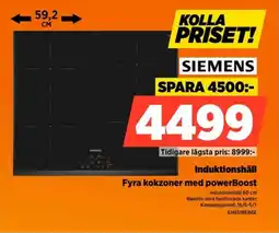 Power Siemens Induktionshäll Fyra kokzoner med powerBoost erbjuda
