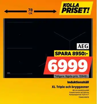 Power Aeg Induktionshäll XL Triple och bryggzoner erbjuda