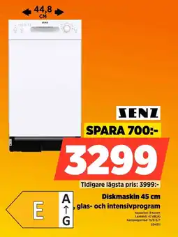 Power Senz Diskmaskin 45 cm glas- och intensivprogram erbjuda