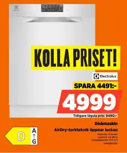 Power Electrolux Diskmaskin AirDry-torkteknik öppnar luckan erbjuda