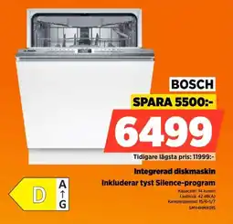 Power Bosch Integrerad diskmaskin Inkluderar tyst Silence-program erbjuda