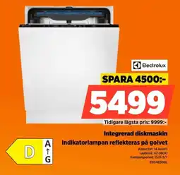 Power Electrolux Integrerad diskmaskin Indikatorlampan reflekteras på golvet erbjuda