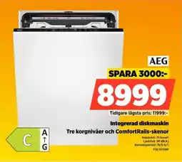 Power Aeg Integrerad diskmaskin Tre korgnivåer och ComfortRails-skenor erbjuda