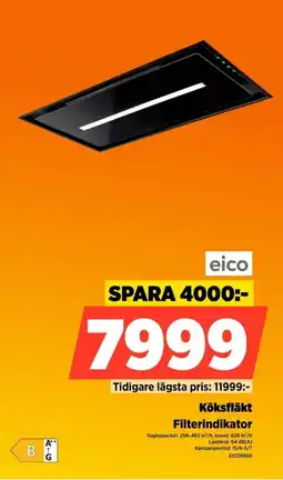 Power Eico Köksfläkt Filterindikator erbjuda
