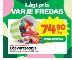 Stora Coop LÖSVIKTSGODIS, Medlemspris erbjuda