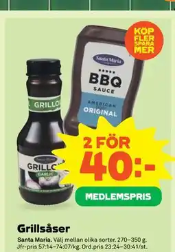 Stora Coop Grillsåser, Medlemspris erbjuda