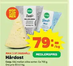Stora Coop Hårdost, Medlemspris erbjuda