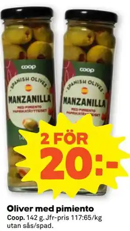 Stora Coop Oliver med pimiento erbjuda