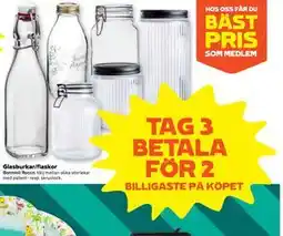Stora Coop Glasburkar/flaskor erbjuda